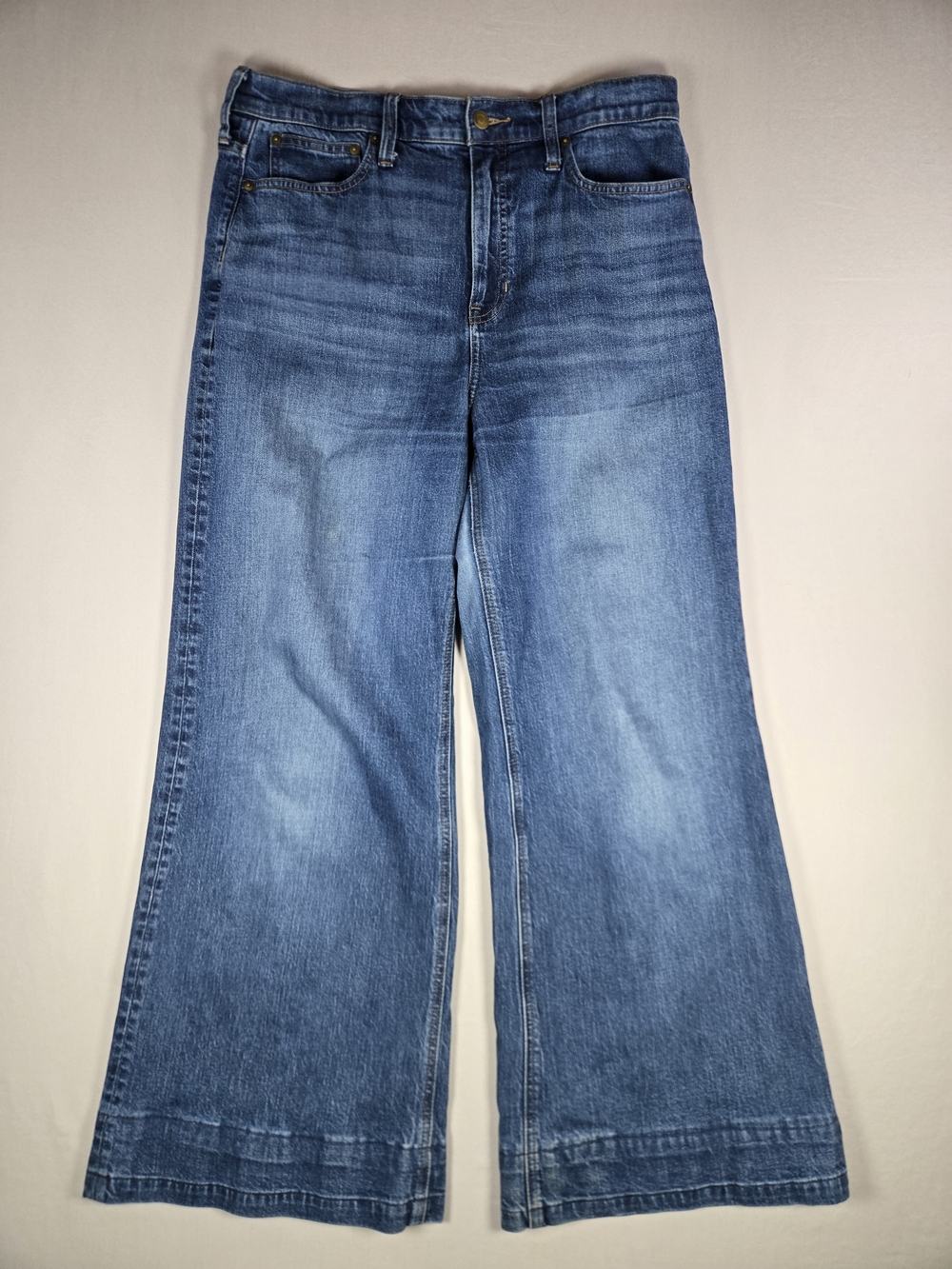 J.Crew Wide Leg High Rise Denim Y2K Style Jeans Blue Tag Sz 30 Measures 34x30
